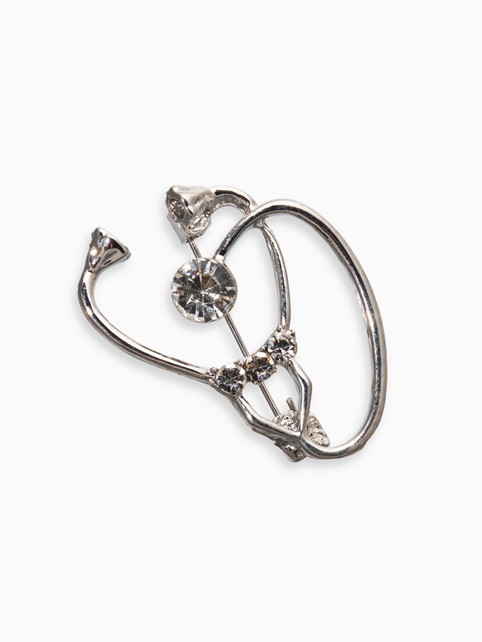 Брошь «Стетоскоп» крупный, цвет белый в серебре - Фото 1