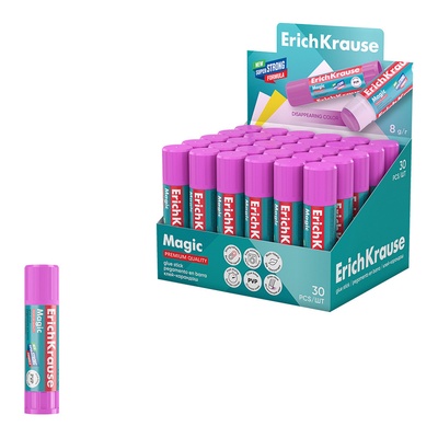 Клей-карандаш, ErichKrause Magic PVP, обесцвечивающийся, 8 г