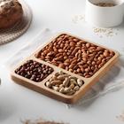 Менажница деревянная квадратная Доляна, 26×20.5×2 см, 3 секции, берёза - Фото 1