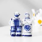 Сувенир "Дед и баба", 6,5 см, гжель, авт. Неплюев В.В. - фото 24748959