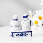 Сувенир "Дед и баба", 6,5 см, гжель, авт. Неплюев В.В. - фото 24748961