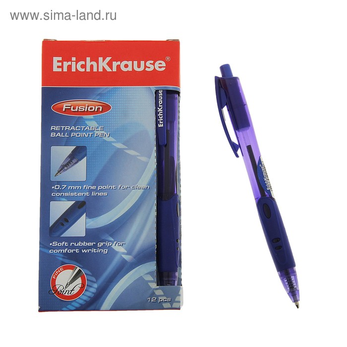 Ручка шариковая автомат Erich Krause FUSION стержень синий EK 22022 - Фото 1