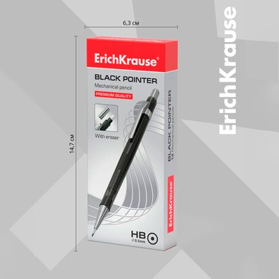 Карандаш механический ErichKrause «Black Pointer», 0.5 мм, НВ, в коробке