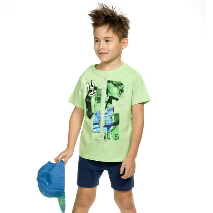 Комплект из футболки и шорт для мальчиков, рост 92 см, цвет зелёный