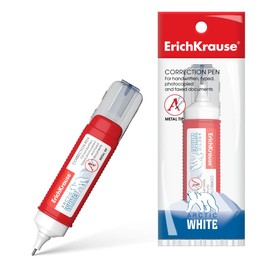 Ручка-корректор ErichKrause Arctic White, 12 мл, с металлическим наконечником, в пакетике 789652