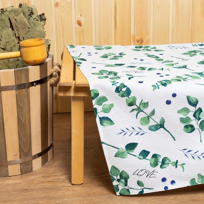 Простыня вафельная для бани Этель «Эвкалипт» 150×180±5 см, 100% хлопок, 160 г/м² - Фото 1