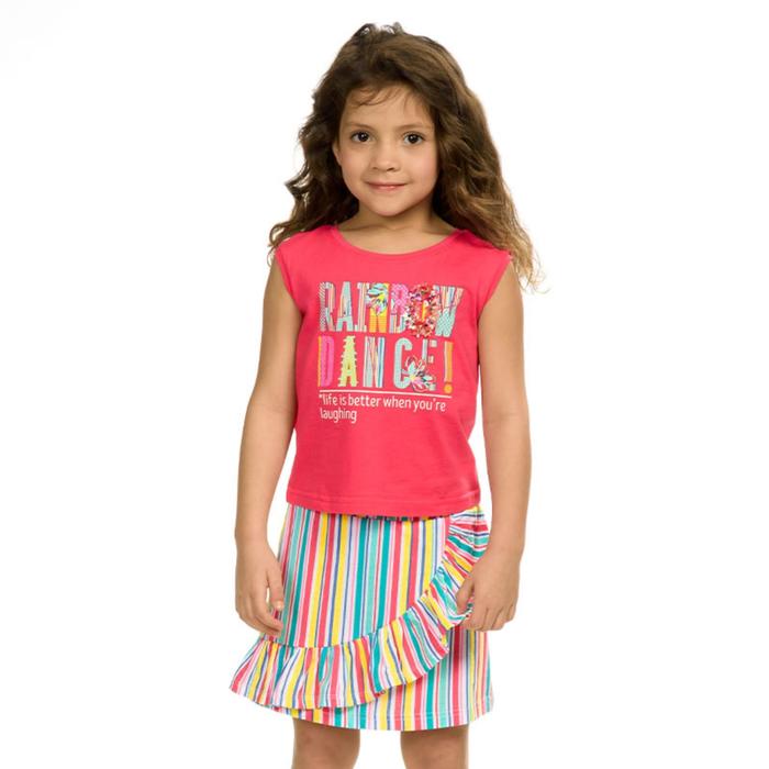 Комплект из футболки и юбки для девочек, рост 104 см, цвет малиновый