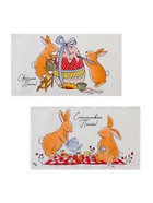 Набор кухонных полотенец Доляна «Пасхальные зайчики», 35×60 см - 2 шт., 100% хлопок, вафля 160 г/м² - Фото 3