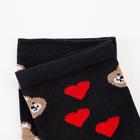 Носки женские «Мишки с сердечками» цвет чёрный, размер 23-25 - Фото 2