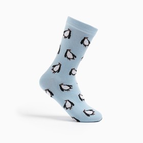 Носки мужские "Пингвины" цвет голубой, размер 25