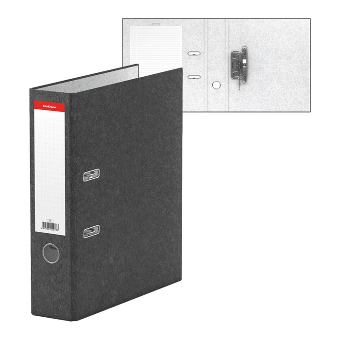 Папка-регистратор А4, 70 мм, ErichKrause Basic, разборная, мраморная, этикетка на корешке, серая, вместимость 450 листов
