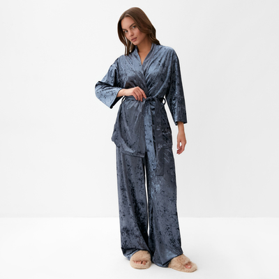 Костюм женский (жакет и брюки) KAFTAN "Бархат", 40-42, серый,