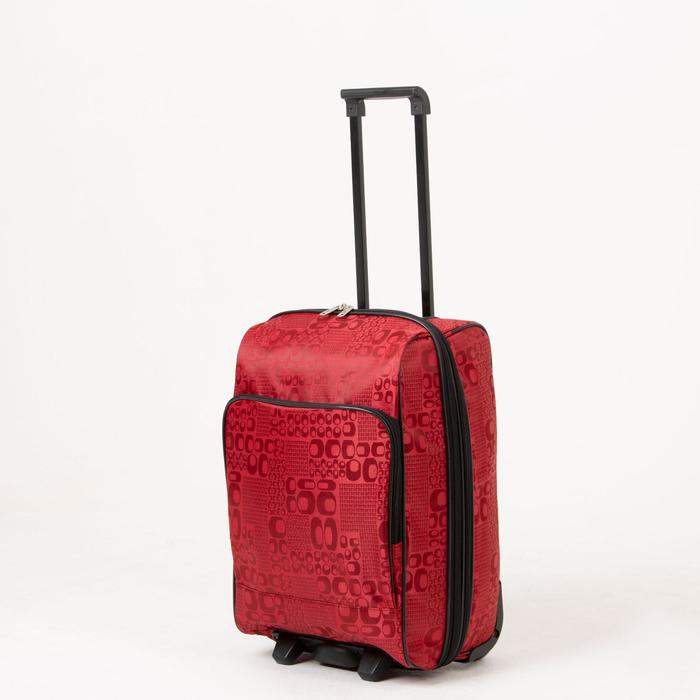 Чемодан малый, 20", отдел на молнии, с расширением, наружный карман, 2 колеса, цвет бордовый - Фото 1