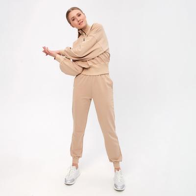 Костюм женский (свитшот, брюки) MINAKU: Casual Collection, размер 44, бежевый