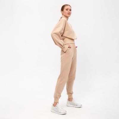 Костюм женский (свитшот, брюки) MINAKU: Casual Collection, размер 44, бежевый