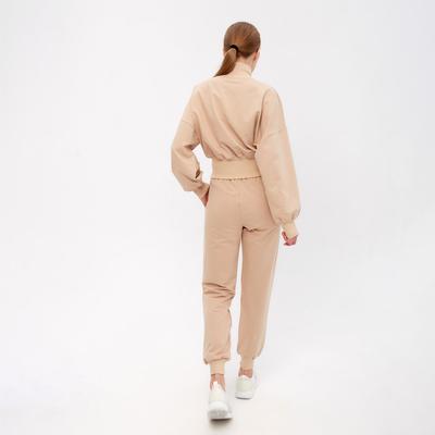 Костюм женский (свитшот, брюки) MINAKU: Casual Collection, размер 44, бежевый