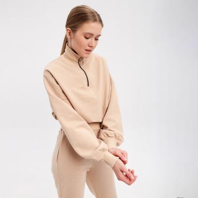 Костюм женский (свитшот, брюки) MINAKU: Casual Collection, размер 44, бежевый