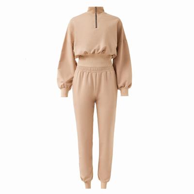 Костюм женский (свитшот, брюки) MINAKU: Casual Collection, размер 44, бежевый