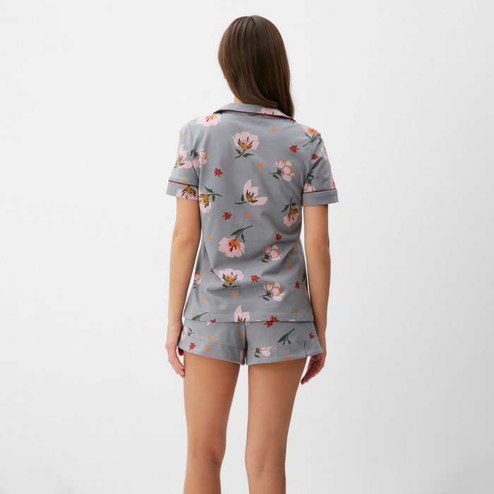 Пижама женская (рубашка и шорты) KAFTAN «Цветы» р. 48-50 - фото 1927687057