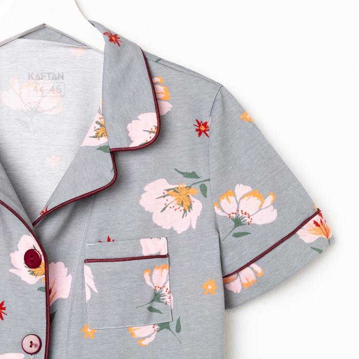 Пижама женская (рубашка и шорты) KAFTAN «Цветы» р. 48-50 - фото 1927687061