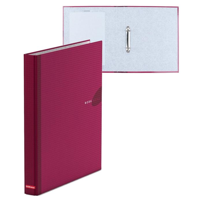 Папка на 2 кольцах А4, ErichKrause Work inside, 35 мм, 1750 мкм, ламинированная, твердая обложка, бордовая - Фото 1
