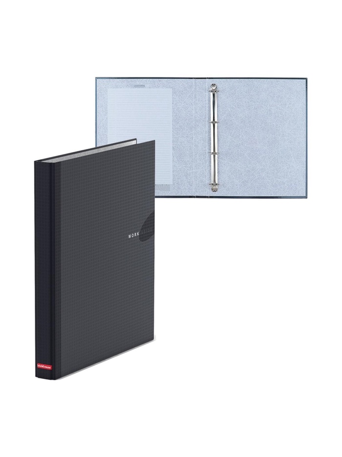 Папка на 4 кольцах А4, ErichKrause Work inside, 35 мм, 1750 мкм, черная - Фото 1