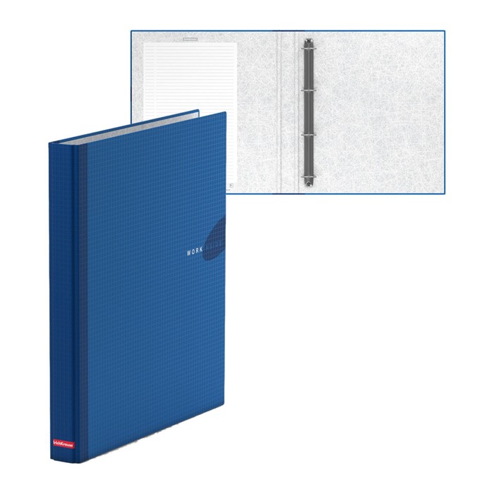 Папка на 4 кольцах А4, ErichKrause Work inside, 35 мм, 1750 мкм, синяя - Фото 1