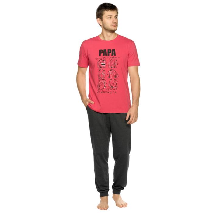 Комплект из футболки и брюк мужской, размер M, цвет красный
