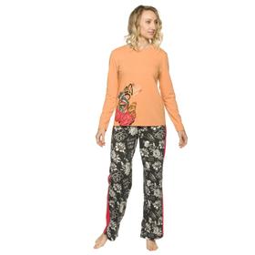 Комплект из лонгслива и брюк женский, размер S, цвет охра