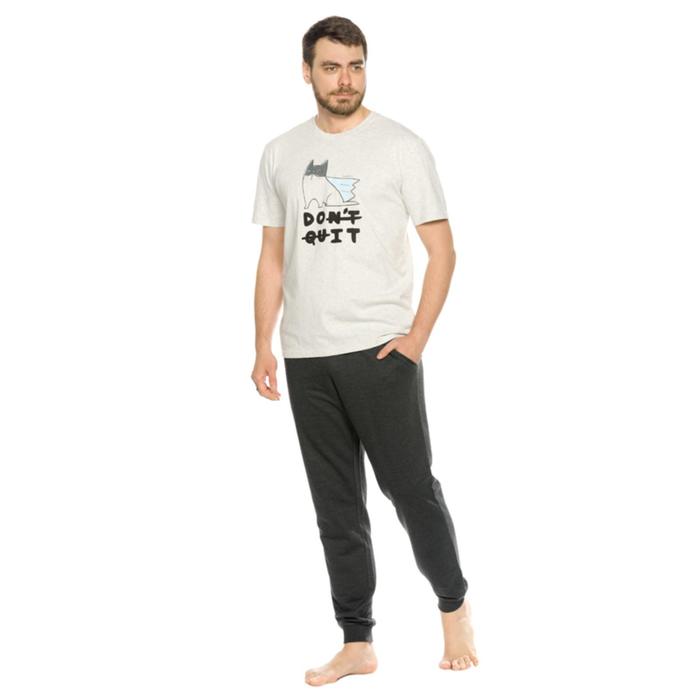 Комплект из футболки и брюк мужской, размер M, цвет светло-серый
