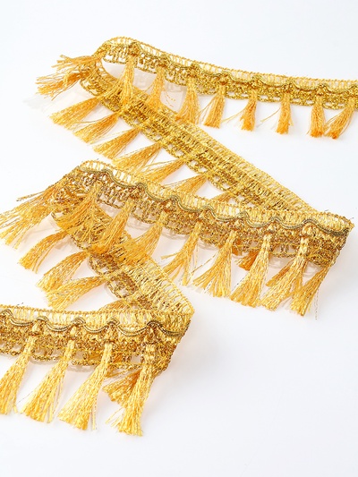 Тесьма золото с кисточками, ширина 5 см, в упаковке 10 м