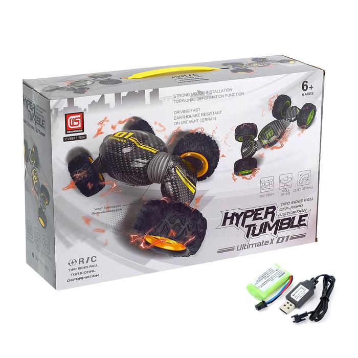 Перевёртыш «Вездеход», полный привод, работает от аккумулятора, цвет жёлтый 49777