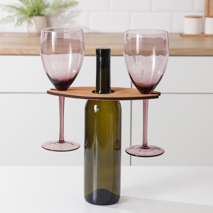 Подставка для вина и двух бокалов, 10×22×1 см - Фото 1