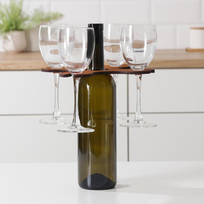 Подставка для вина и четырех бокалов, 18×18×2 см - Фото 1