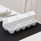 Контейнер для яиц одноразовый, 10 мест, 24,6?22,9?3,95 см, белый (комплект 400 шт) - фото 21258986