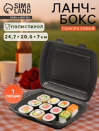 Ланч - бокс одноразовый, 24.7×20.6×7 см, 1 секция, чёрный - Фото 1