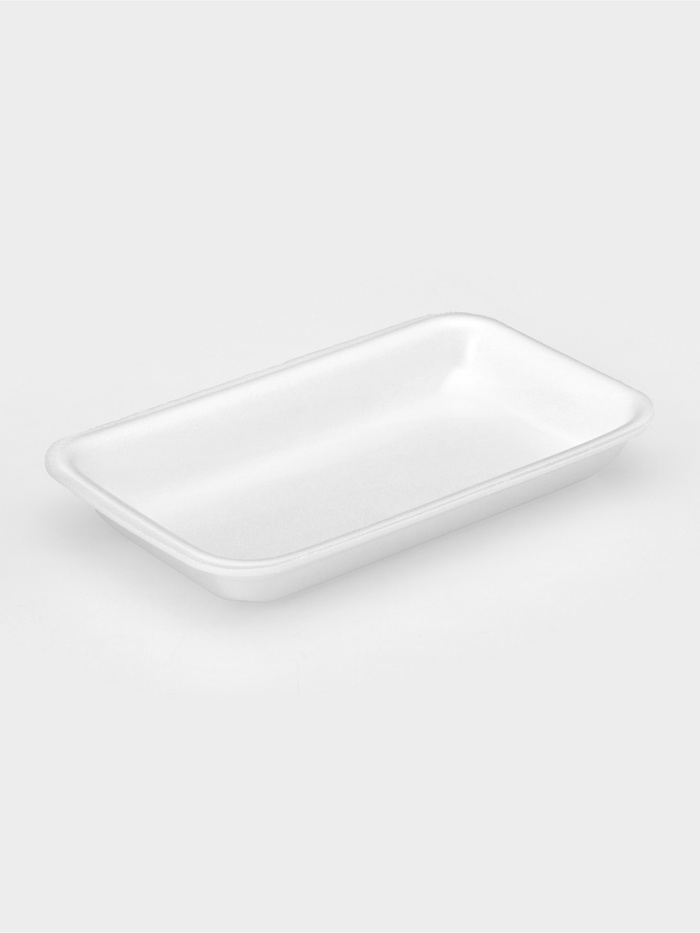 Подложка - лоток для продуктов одноразовая, 22.5×13.5×3 см, полистирол, белая - Фото 1