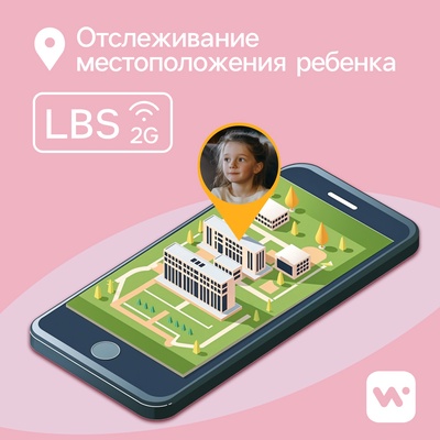 Детские смарт-часы Windigo AM-15, 1.44", 128×128, SIM, 2G, LBS, камера 0.08 Мп, розовые