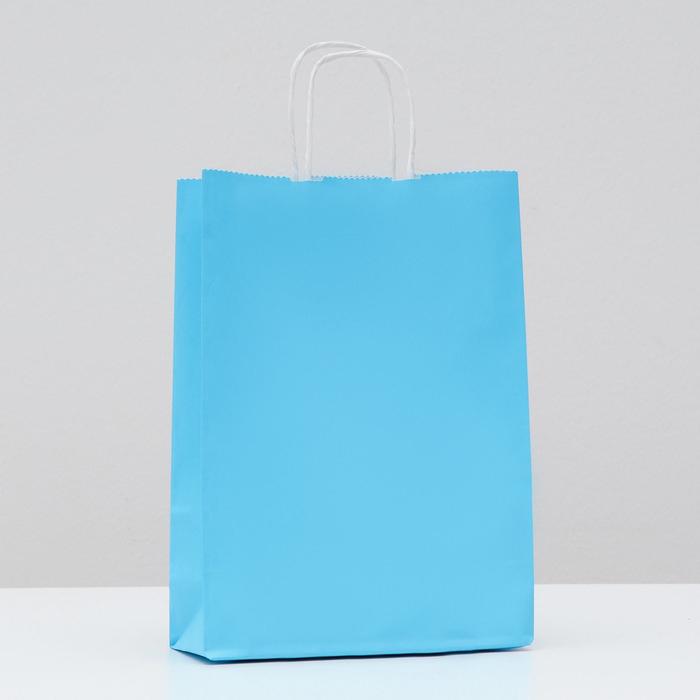 Пакет крафт Голубой, 18×8×25 см - Фото 1