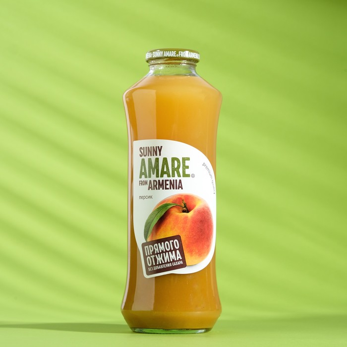 Персиковый сок прямого отжима SUNNY AMARE с добавлением яблочного, без сахара, 750 мл - Фото 1
