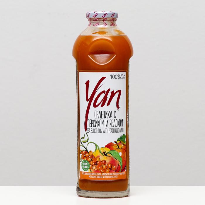 Сок облепихи с добавлением сока персика и сока яблока прямого холодного отжима YAN, 930 мл - Фото 1