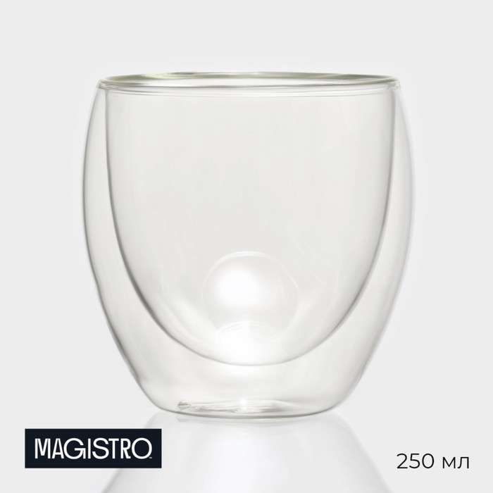 Стакан стеклянный с двойными стенками Magistro «Поль», 250 мл, 8,3×9 см - Фото 1
