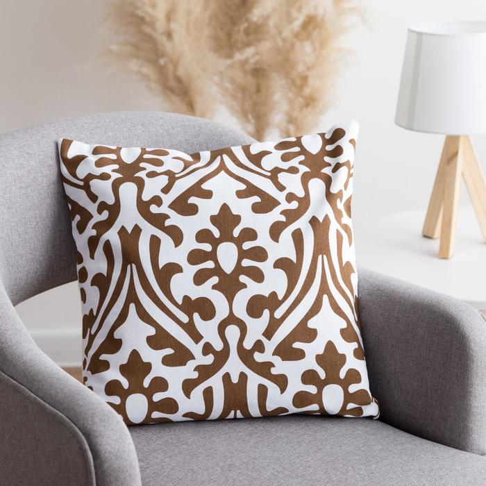 

Наволочка декоративная 40х40 см, Monograms beige, 100% хлопок