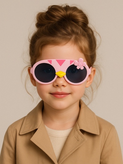 Очки солнцезащитные детские, поляризационные, UV 400, дужки гнущиеся 13.5 см, ширина 13.5 см, светло-розовые
