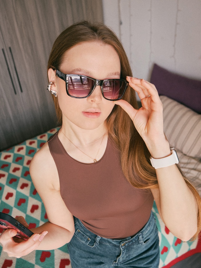 Очки солнцезащитные «OneSun. Wayfarer», линза 5.3×6 см, чёрный, фиолетовый - Фото 1