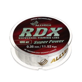 Леска Allvega RDX universal диаметр 0.35 мм, тест 11.52 кг, 100 м, прозрачная