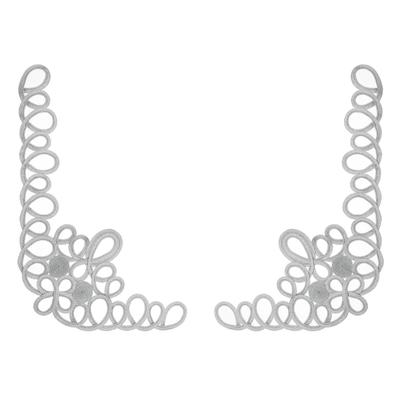 Кружево, на левый и правый угол, 2 шт., 45×30 см, серебро