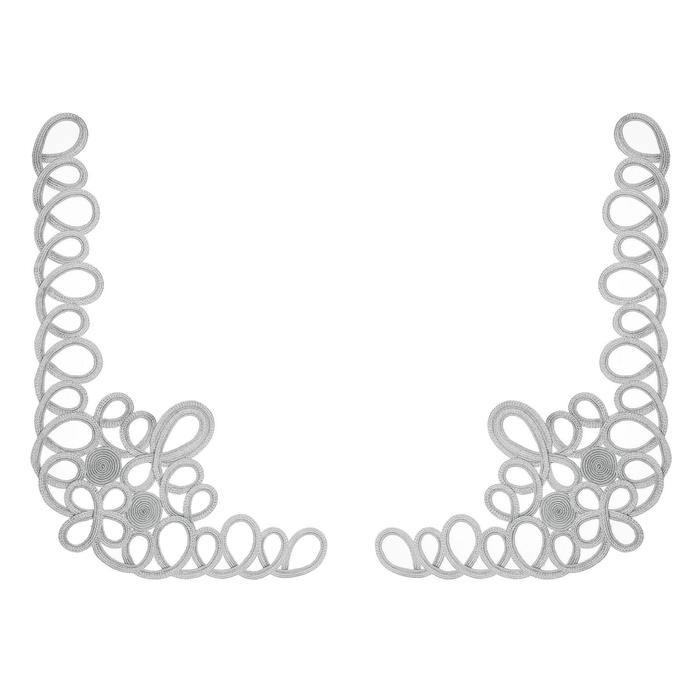 Кружево, на левый и правый угол, 2 шт., 45×30 см, серебро - Фото 1