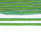 Тесьма бело-зелёно-желтая, ширина 1,2 см, в упаковке 50 м - фото 8671787