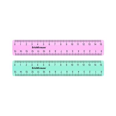 Линейка 15 см ErichKrause "Pastel Mint", в коробке-дисплее, микс из 2-х цветов